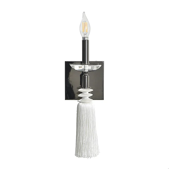 StyleCraft Steel & Crystal Glass Wall Mount Lamp in Black Nickle DFL57282A