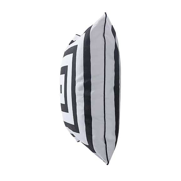 StyleCraft Dann Foley Lifestyle Down Feather Pillow with Black and White Square Printed Cotton Canvas DFS10028