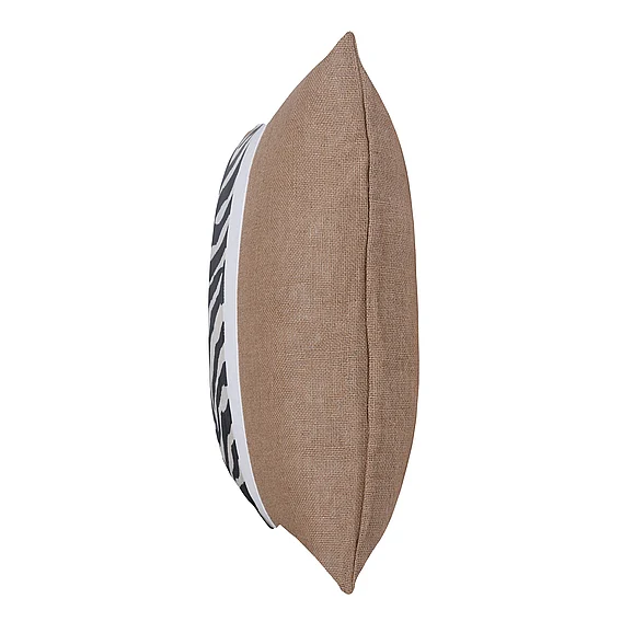 StyleCraft Dann Foley Lifestyle Down Feather Pillow with Jute and Zebra Printed Cotton Canvas DFS10035