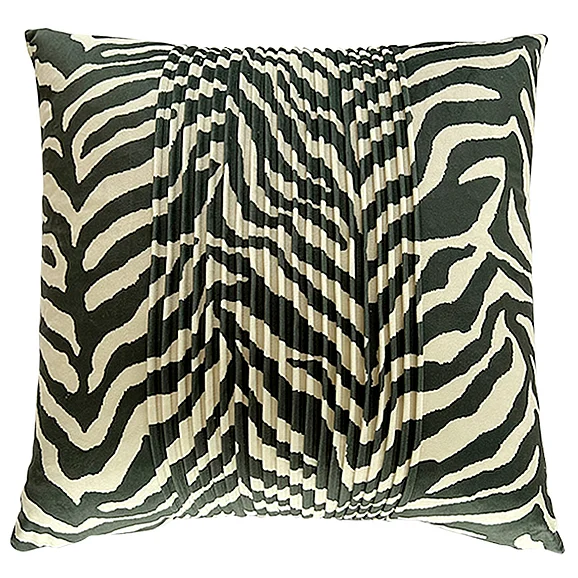 StyleCraft Dann Foley Lifestyle Dann Foley Zebra Taupe Velvet Tux Pleat Pillow DFS10107