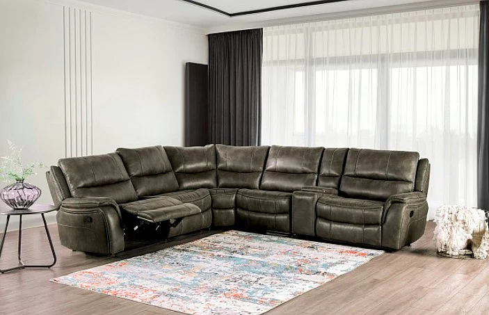 Furniture of America Jerominus Manual Sectional in Dark Gray CM9912DB-SECT