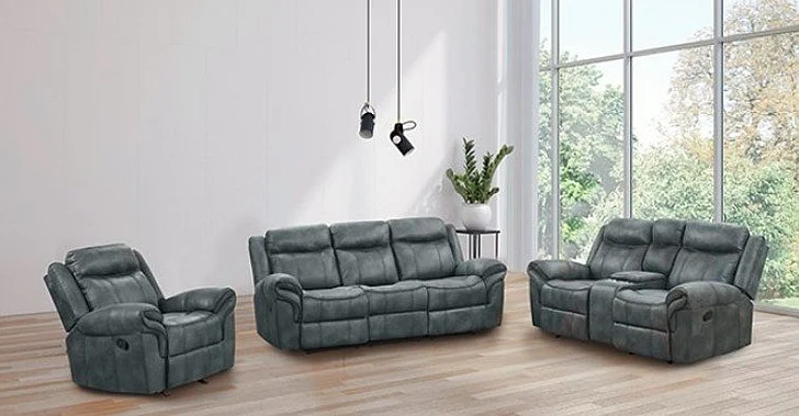 Furniture of America Agata 2pc Manual Reclining Living Room Set in Dark Gray