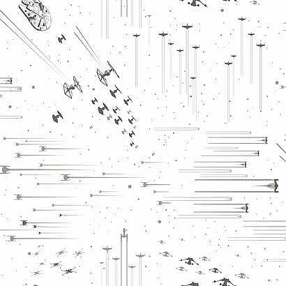 York Disney Kids Vol. 4 D37 Star Wars: Galactic Battles Wallpaper in Black/White DI0952 (Double Roll) FedEx/UPS