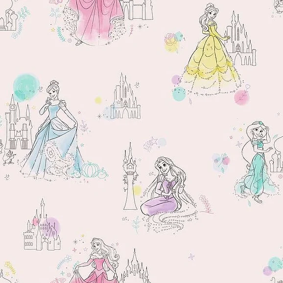York Disney Kids Vol. 4 D37 Disney Princess Pretty Elegant Wallpaper in Pink DI0969 (Double Roll) FedEx/UPS