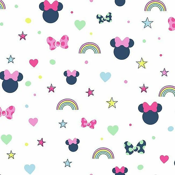 York Disney Kids Vol. 4 D37 Disney Minnie Mouse Rainbow Wallpaper in Pink DI0991 (Double Roll) FedEx/UPS