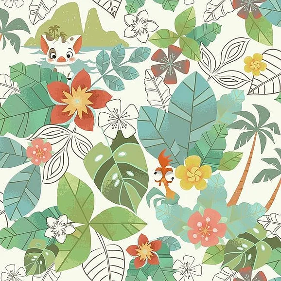 York Disney Kids Vol. 4 D37 Disney Moana Jungle Wallpaper in Red/Green DI0995 (Double Roll) FedEx/UPS