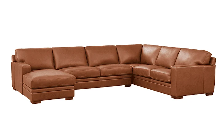 Hydeline Dillon Leather Left Chaise Sectional in Nutmeg Brown 7727-SECT4-LHFCH-2362
