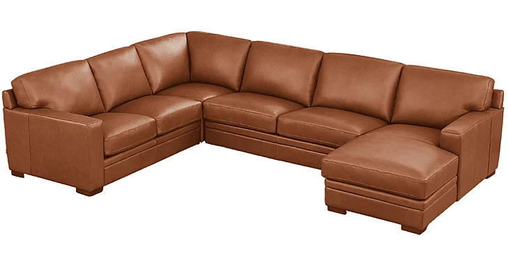Hydeline Dillon Leather Right Chaise Sectional in Nutmeg Brown 7727-SECT4-RHFCH-2362