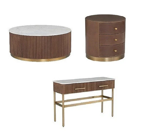 Fairfield Chair Dimitri 3pc Round Cocktail Table Set in Kafe