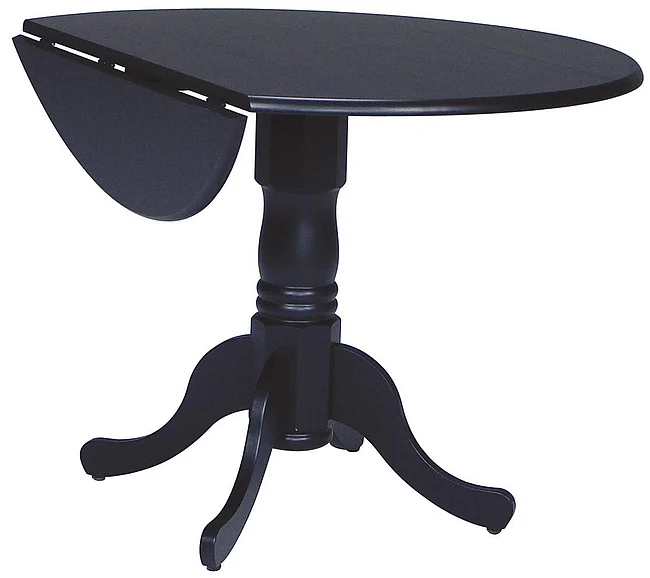John Thomas Furniture Dining Essentials 42" Dropleaf Round Table in Black T46-42DP