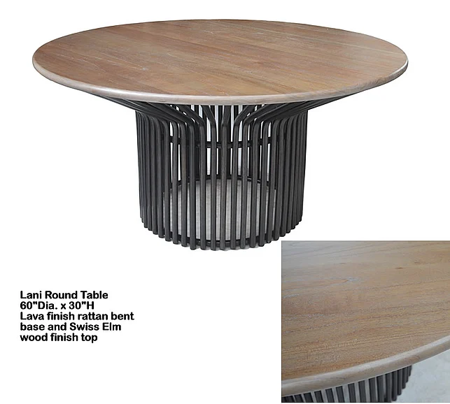 Indo Puri Lani Round Dining Table in Lava