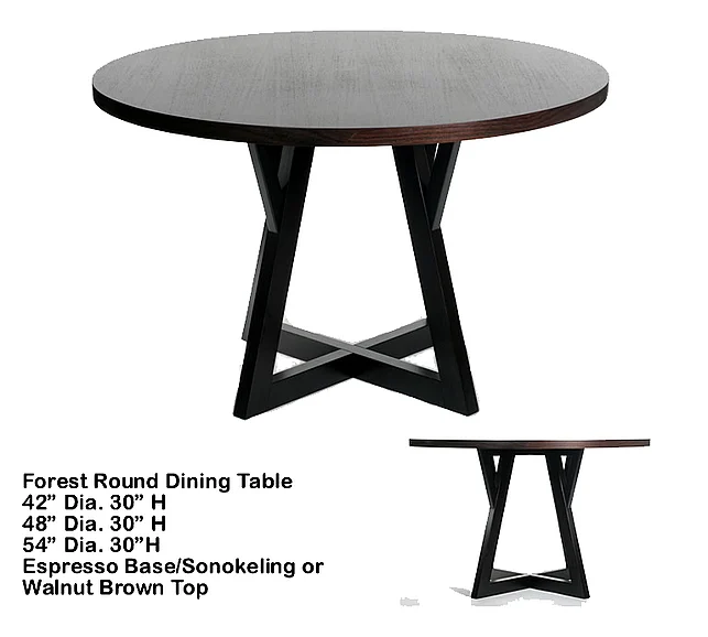 Indo Puri Forest 42" Round Dining Table in Espresso/Walnut