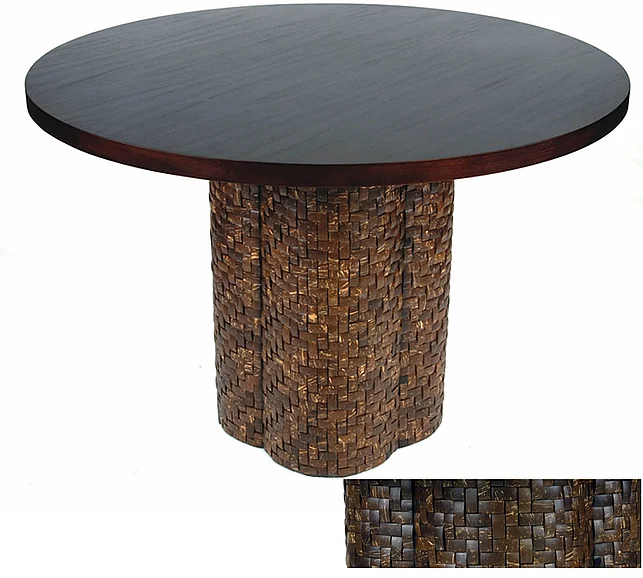 Indo Puri Java 48" Round Dining Table in Brown