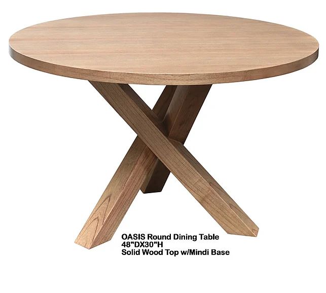 Indo Puri Oasis 48" Round Dining Table in Light Walnut Brown