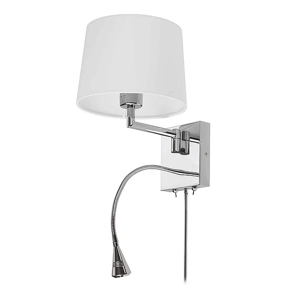 Dainolite Wall Sconce w/Reading Lamp, PC Finish DLED426A
