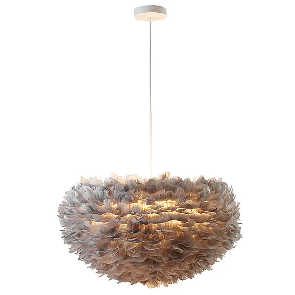 Bethel Light Grey Goose Feather Ball Ceiling Fixture DLS20C25GR