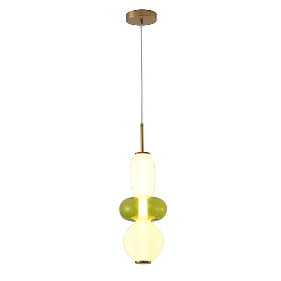 Bethel White & Green Glass LED Pendant Light DLS35P17WG