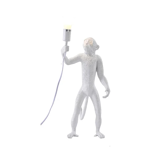 Bethel White Standing Resin Monkey Table Lamp DLS79T18W