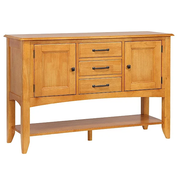 Sunset Trading Selections Sideboard with Large Display Shelf in Light Oak DLU-1122-SB-LO