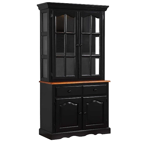Sunset Trading Selections 38"W China Cabinet with Glass Doors in Distressed Antique Black with Cherry DLU-19-BH-BCH