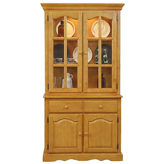 Sunset Trading Selections 38"W China Cabinet with Glass Doors in Light Oak DLU-19-BH-LO