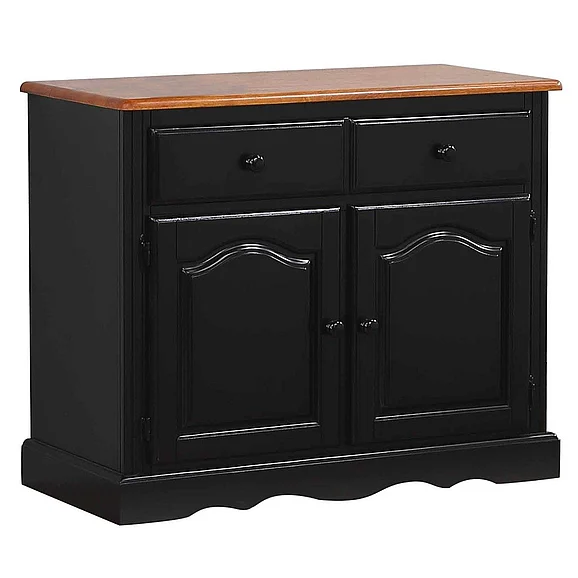 Sunset Trading Selections 38"W Buffet Table Server Sideboard in Distressed Antique Black with Cherry DLU-19-BUF-BCH