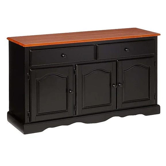 Sunset Trading Selections 53"W Buffet Table Server Sideboard in Distressed Antique Black with Cherry DLU-22-BUF-BCH