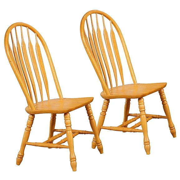 Sunset Trading Oak Selections Comfort Back Windsor Dining Side Chair in Light Oak (Set of 2) DLU-4130-LO-2