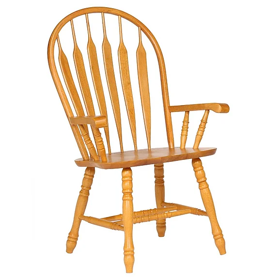 Sunset Trading Oak Selections Comfort Back Windsor Dining Chair with Arms in Light Oak DLU-4130-LO-A