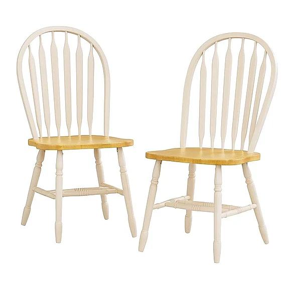 Sunset Trading Oakley Selections Arrowback Dining Chair (Set of 2) in Antique White with Light Oak Seat DLU-820-AWLO-2