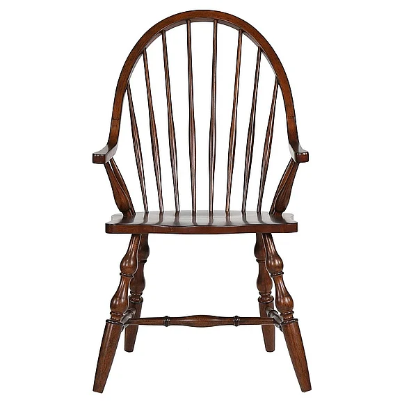 Sunset Trading Andrews Windsor Spindleback Dining Chair with Arms in Distressed Chestnut Brown DLU-ADW-C30A-CT