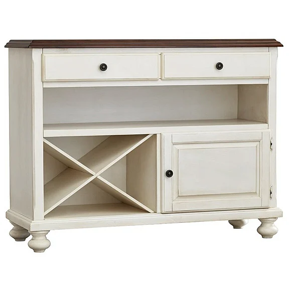 Sunset Trading Andrews Server in Distressed Antique White with Chestnut Brown DLU-ADW-SER-AW