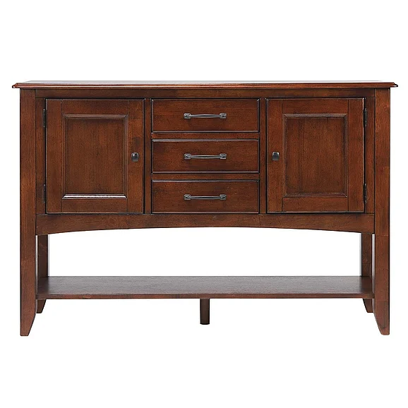Sunset Trading Andrews Sideboard with Large Display Shelf in Chestnut Brown DLU-ADW1122-SB-CT