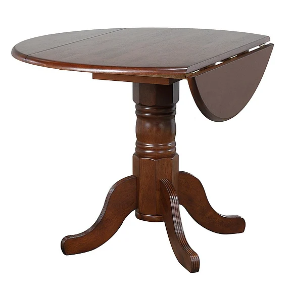 Sunset Trading Andrews 42" Round Extendable Drop Leaf Dining Table in Distressed Chestnut Brown DLU-ADW4242-CT