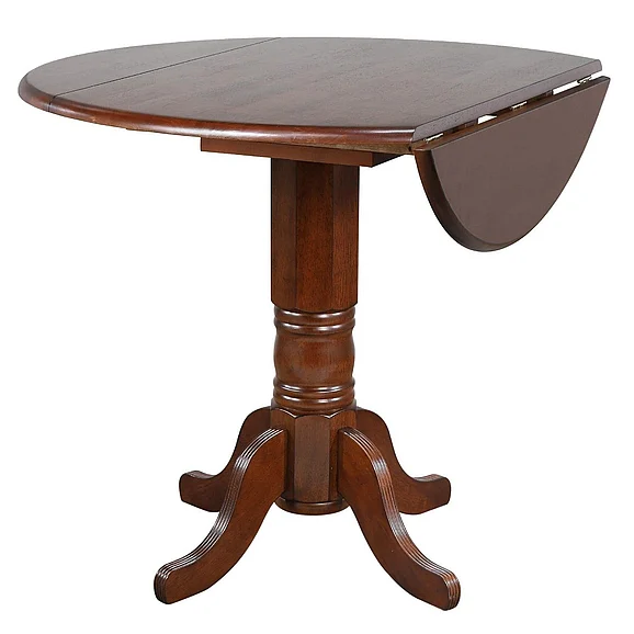 Sunset Trading Andrews 42" Round Extendable Drop Leaf Pub Table in Distressed Chestnut Brown DLU-ADW4242CB-CT
