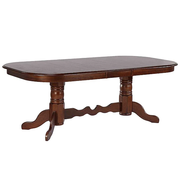 Sunset Trading Andrews 96" Oval Double Pedestal Butterfly Extendable Dining Table in Distressed Chestnut Brown DLU-ADW4296-CT