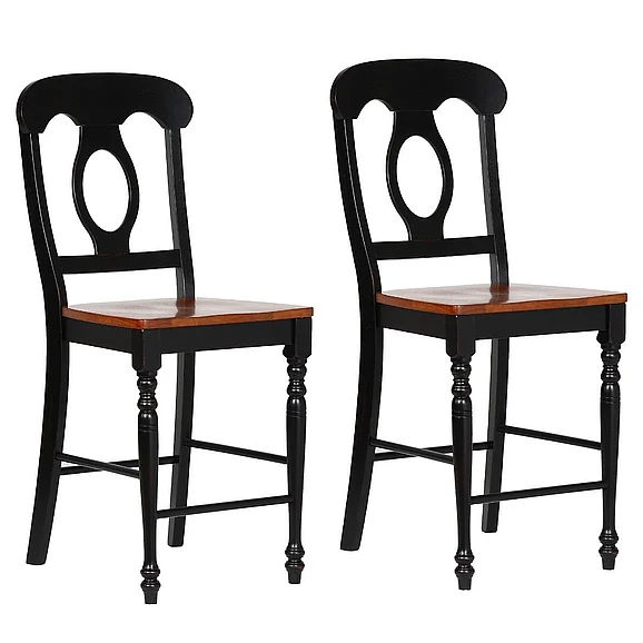 Sunset Trading Black Cherry Selections Napoleon Barstool in Antique Black with Cherry (Set of 2) DLU-B50-BCH-2