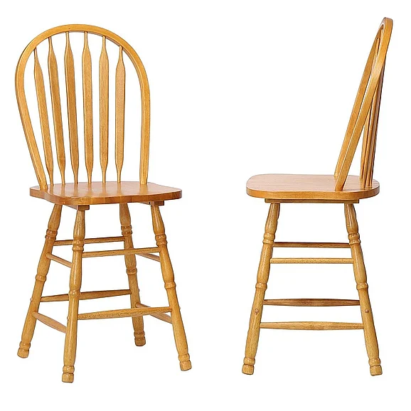 Sunset Trading Selections Arrowback Windsor 24" Barstool in Light Oak (Set of 2) DLU-B824-LO-2