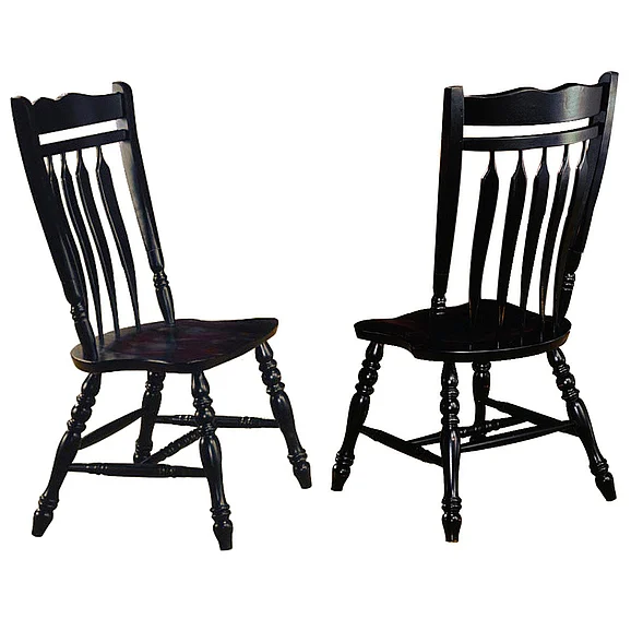 Sunset Trading Black Cherry Selections Aspen Dining Chair in Distressed Antique Black with Cherry Rub (Set of 2) DLU-C10-AB-2
