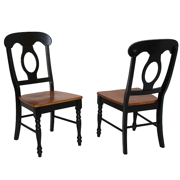 Sunset Trading Black Cherry Selections Napoleon Dining Chair in Distressed Antique Black with Cherry (Set of 2) DLU-C50-BCH-2