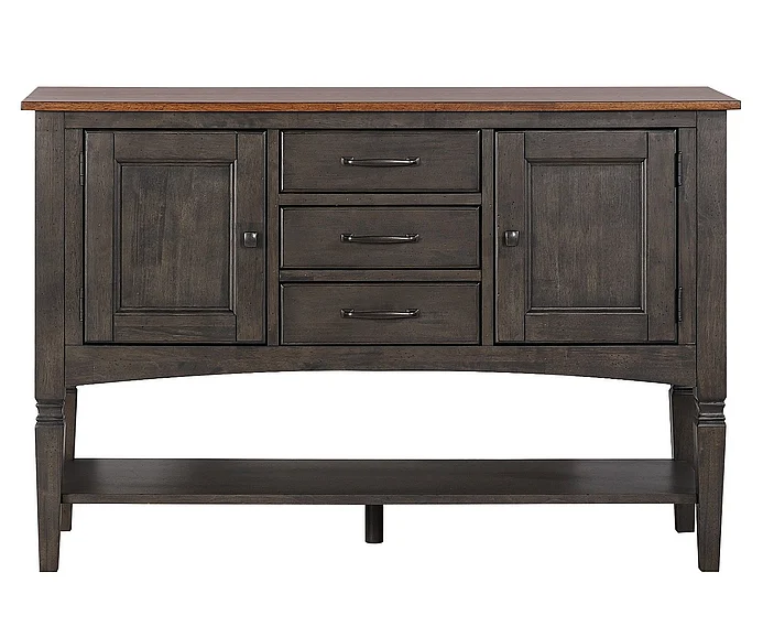 Sunset Trading Dakota 54" Buffet Server Table with Cabinets Drawers and Shelf in Distressed Brown and Ash Gray DLU-DK1122-TA