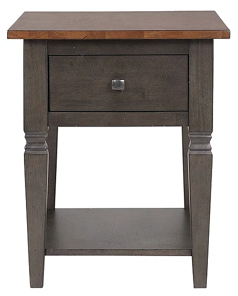 Sunset Trading Dakota Living Room End Table with Drawer and Shelf Storage in Distressed Brown and Ash Gray DLU-DK-2302-TA