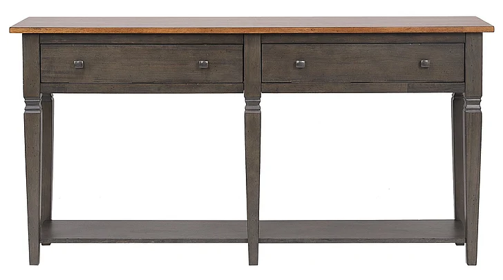 Sunset Trading Dakota Console Table with Drawers and Storage Shelf in Distressed Brown and Ash Gray DLU-DK-2304-TA