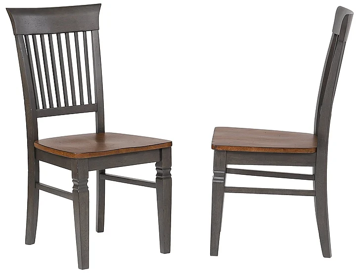 Sunset Trading Dakota Slat Back Armless Dining Chairs in Distressed Brown and Ash Gray (Set of 2) DLU-DK-C70-TA-2