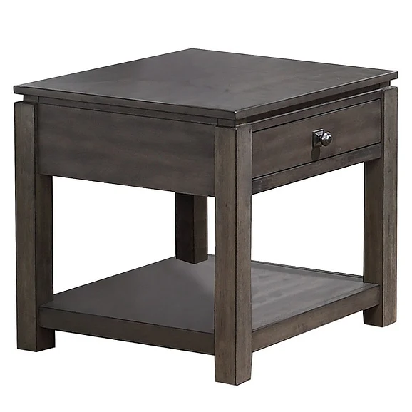 Sunset Trading Shades of Gray End Table with Drawer and Shelf in Weathered Gray DLU-EL1602