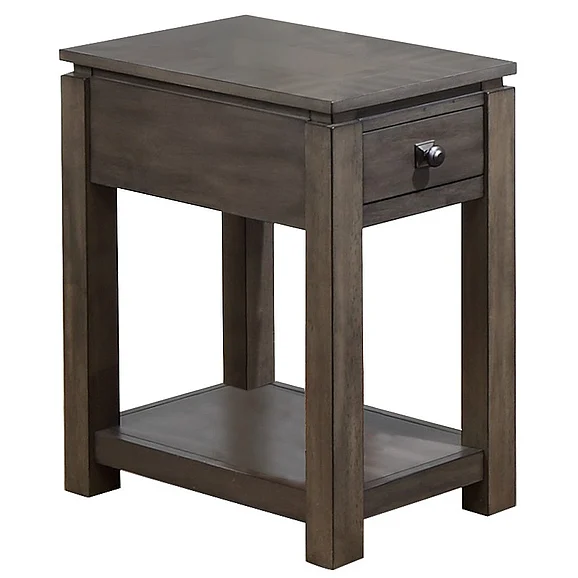 Sunset Trading Shades of Gray Narrow End Table with Drawer and Shelf in Weathered Gray DLU-EL1603