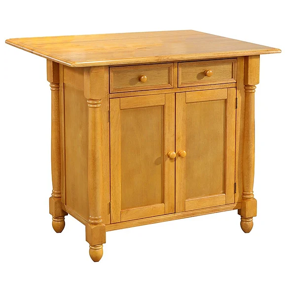 Sunset Trading Light Oak Extendable Kitchen Island with Drop Leaf Top in Light Oak DLU-KI-4222-LO