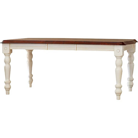 Sunset Trading Andrews 56-72" Rectangular Extendable Dining Table in Antique White with Chestnut Brown DLU-SLT4272-AW