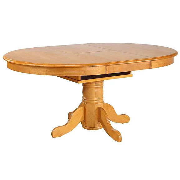 Sunset Trading Oak Selections 66" Oval Pedestal Extendable Butterfly Leaf Dining Table in Light Oak DLU-TBX4266-LO