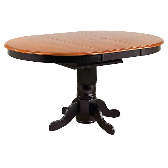Sunset Trading Black Cherry Selections 66" Oval Pedestal Extendable Butterfly Leaf Pub Table in Distressed Antique Black with Cherry DLU-TBX4266CB-BCH